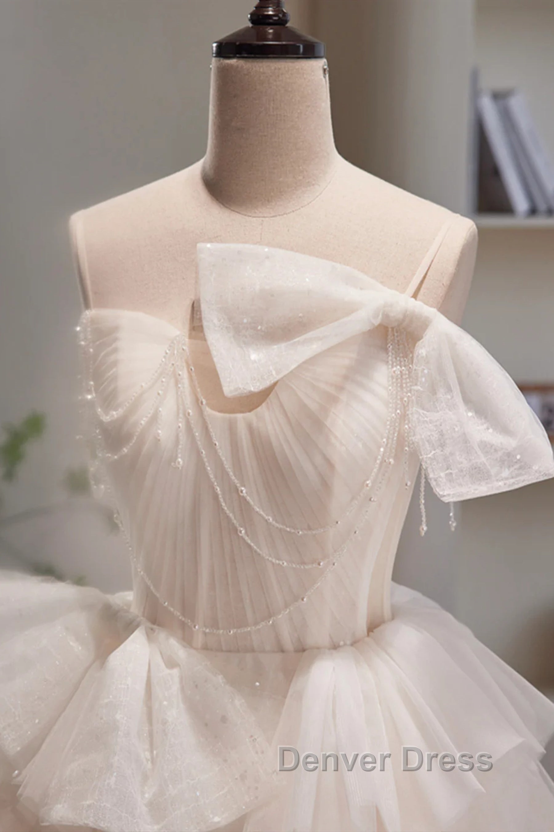 Short Light Champagne Tulle Prom Dress, Short Champagne Tulle Prom Homecoming Dresses