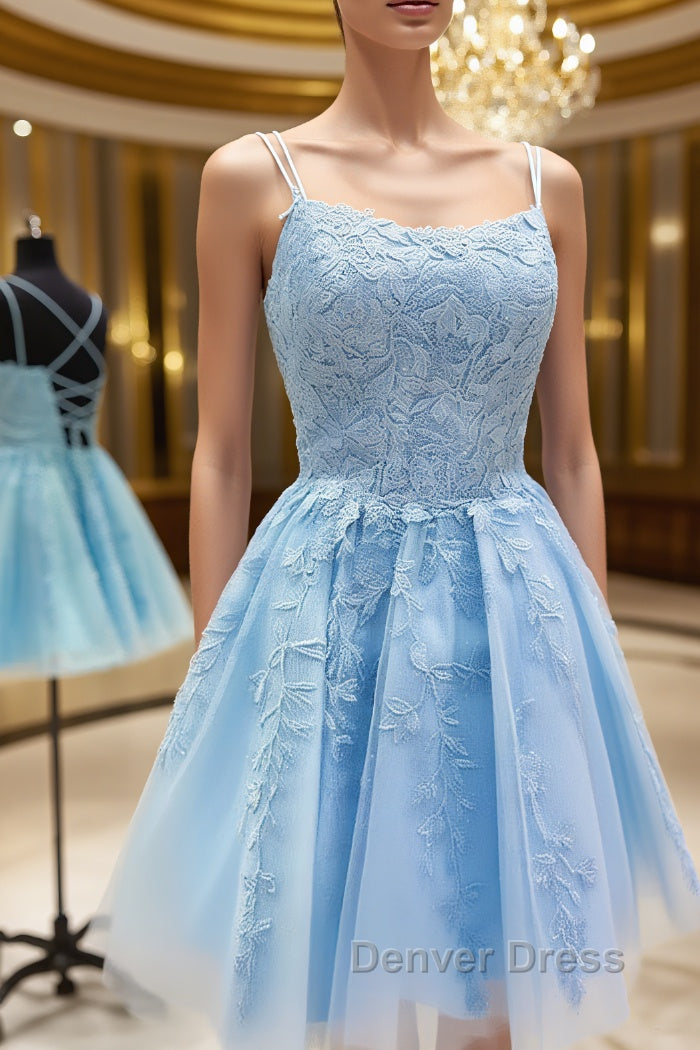 Short Light Lace Prom Dresses, Short Lace Graduation Homecoming Dresses Main image