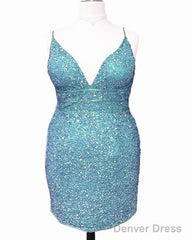 Short Light Purple Plus Size Sequin Bodycon Dress