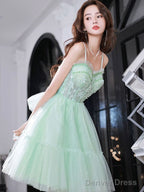 Short Mint Green Lace Prom Dresses, Short Mint Green Lace Formal Homecoming Dresses