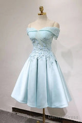 Short Off Shoulder Prom Homecoming Dresses Lace Embroidery