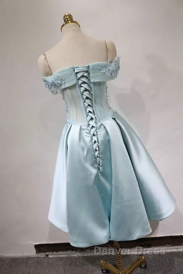 Short Off Shoulder Prom Homecoming Dresses Lace Embroidery