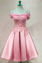 Short Off Shoulder Prom Homecoming Dresses Lace Embroidery