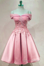 Short Off Shoulder Prom Homecoming Dresses Lace Embroidery