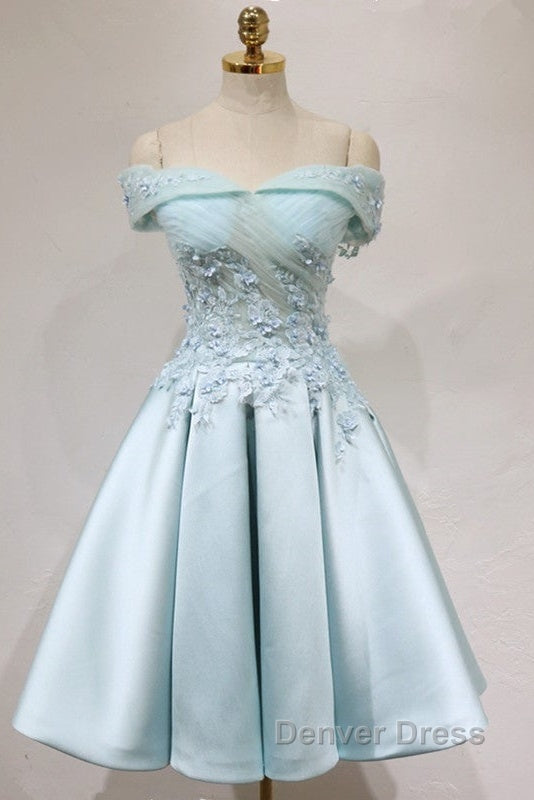 Short Off Shoulder Prom Homecoming Dresses Lace Embroidery