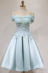 Short Off Shoulder Prom Homecoming Dresses Lace Embroidery