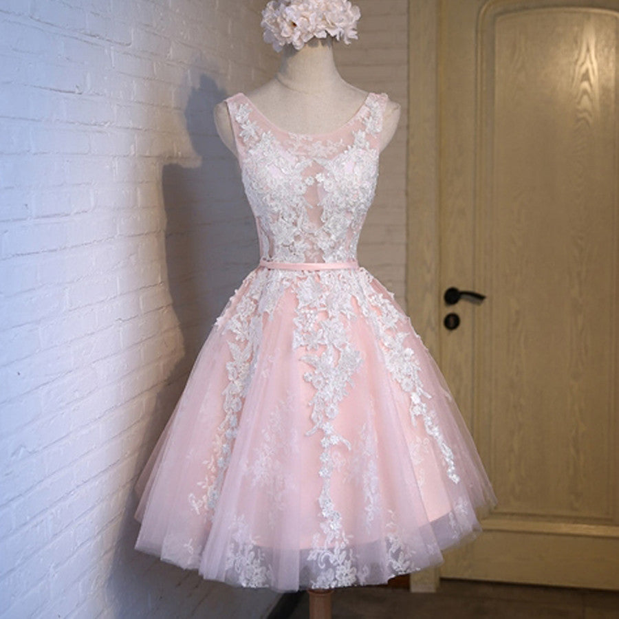 Short pink lace tight cute charming freshman homecoming prom gowns dress Main image
