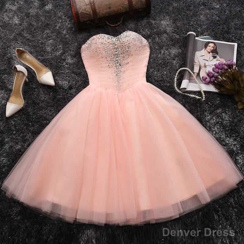 Short Prom Dress Juniors Homecoming Dress Pink A-line Sweetheart