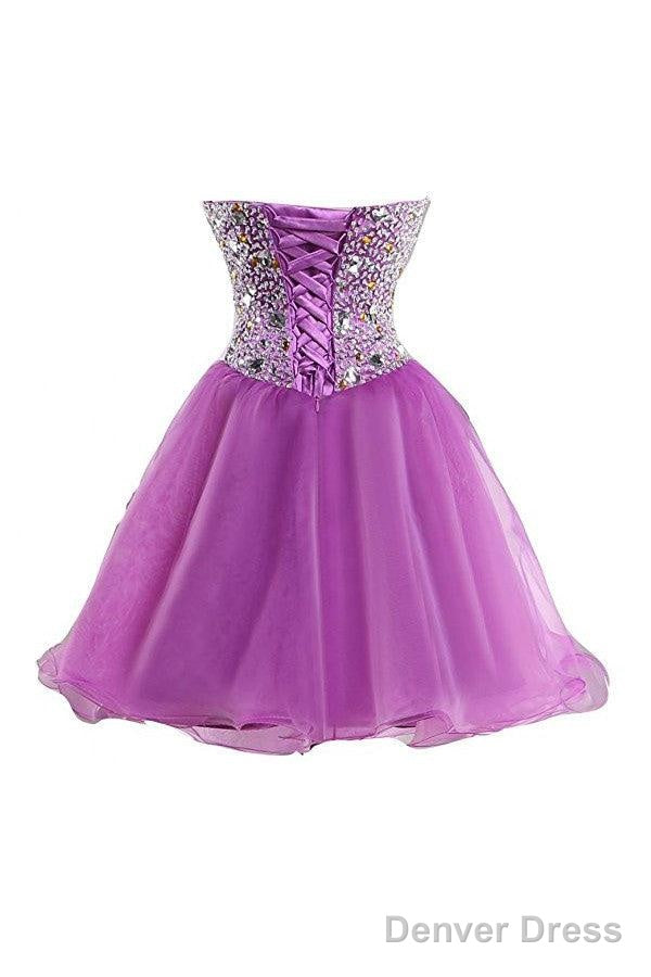 Short Purple Homecoming Dress Short Prom Dresses With Beading