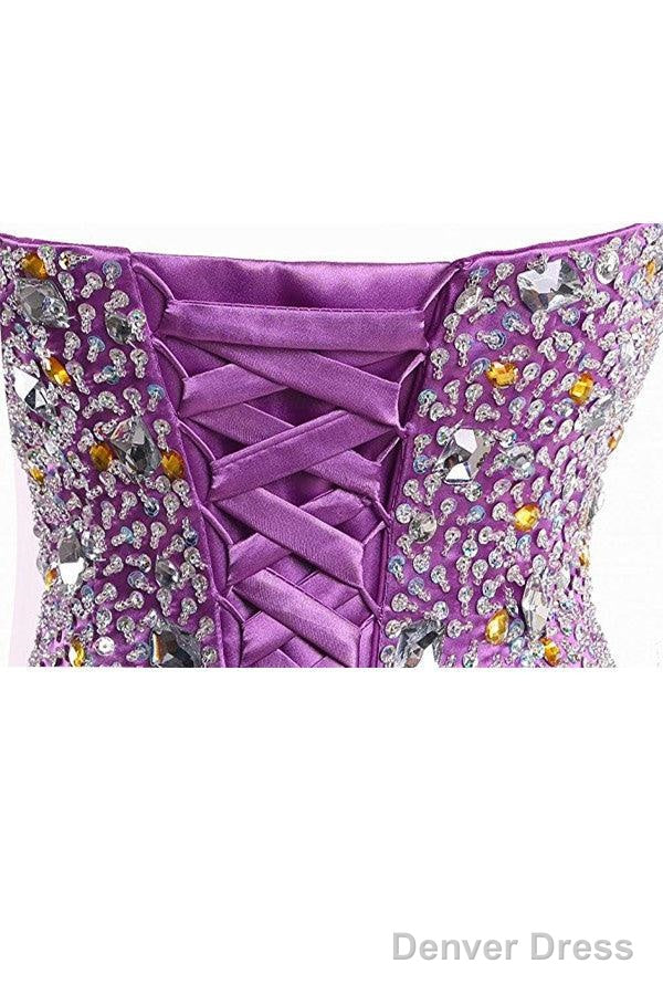 Short Purple Homecoming Dress Short Prom Dresses With Beading