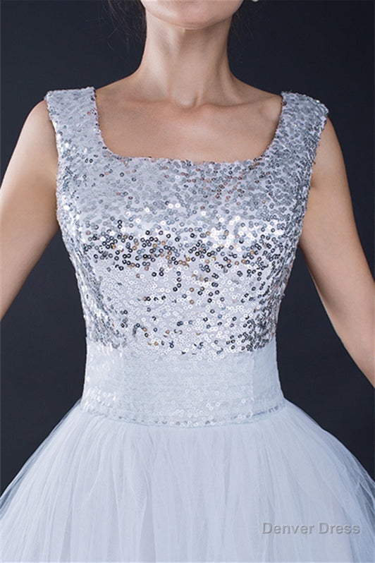 Short Sequin Tulle Lace up Knee length Homecoming Dresses