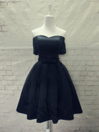 Short Sleeves Blue/Red/Black Prom Dresses, Short Sleeves Formal Homecoming Graduation Dresses