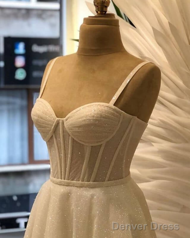 Short Sparkly Sheer Corset Wedding Dress