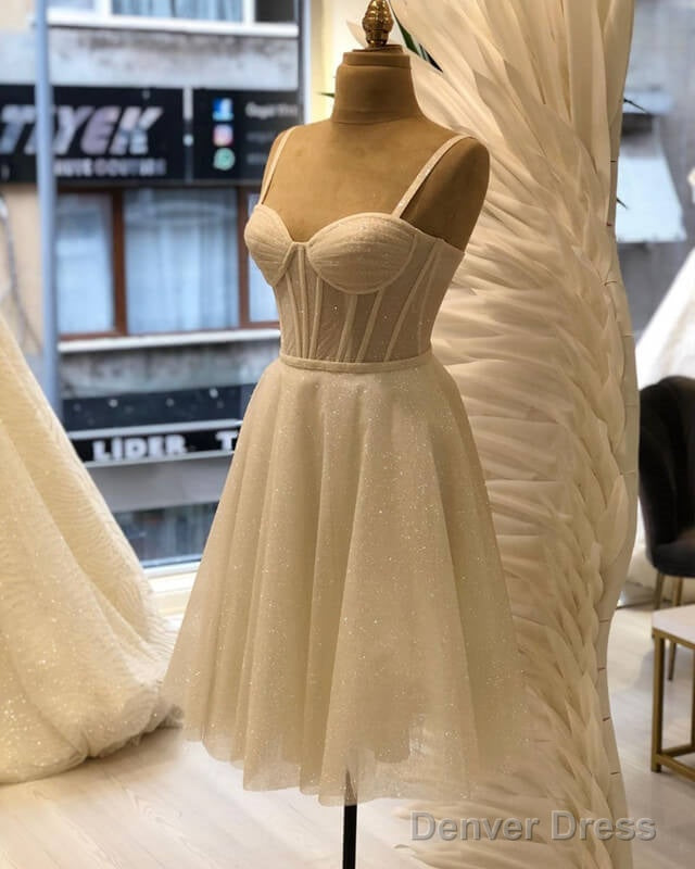 Short Sparkly Sheer Corset Wedding Dress