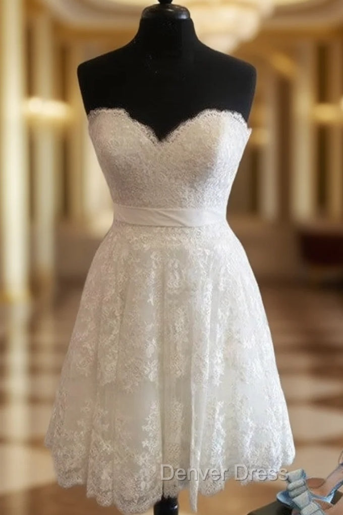 Short Sweetheart Summer Lace Wedding Dresses Main image