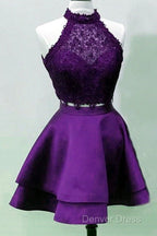 Short Two Piece Prom Dresses Halter