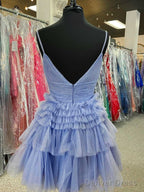 Short V Neck Blue Pink Champagne Prom Dress, V Neck Blue Pink Champagne Prom Homecoming Dresses