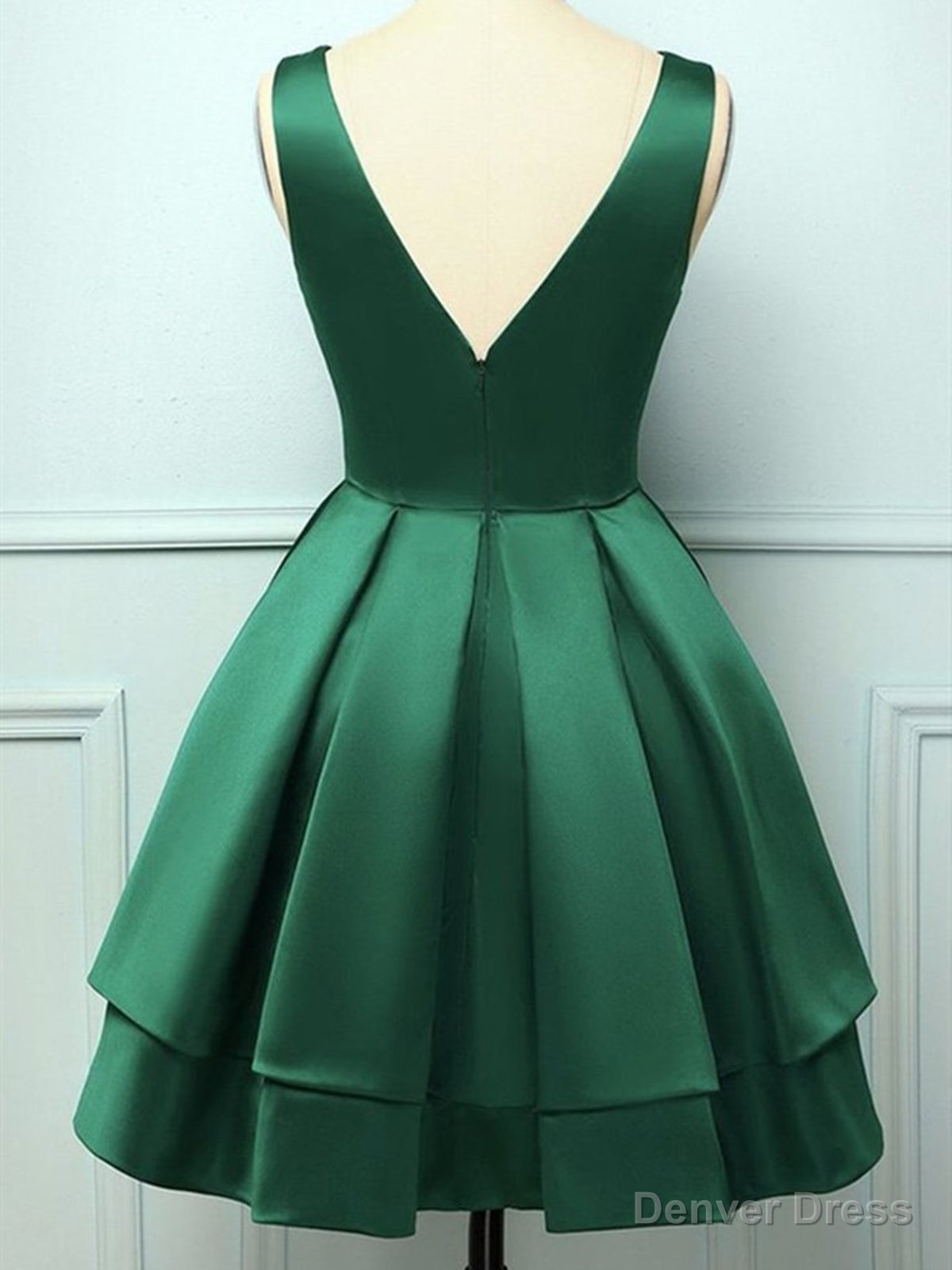 Short V Neck Dark Green Prom Dress, Short V Neck Dark Green Prom Homecoming Dresses Secondary image