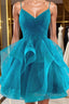 Short V Neck Puffy Prom Dress, Short V Neck Prom Homecoming Dresses