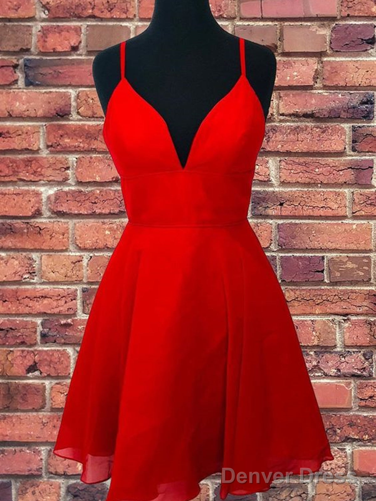 Short V Neck Red Prom Dress, V Neck Short Red Graduation Homecoming Dresses Main image