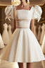 Short White Beaded Prom Dress, Short White Beaded Prom Homecoming Dresses