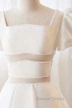 Short White Beaded Prom Dress, Short White Beaded Prom Homecoming Dresses