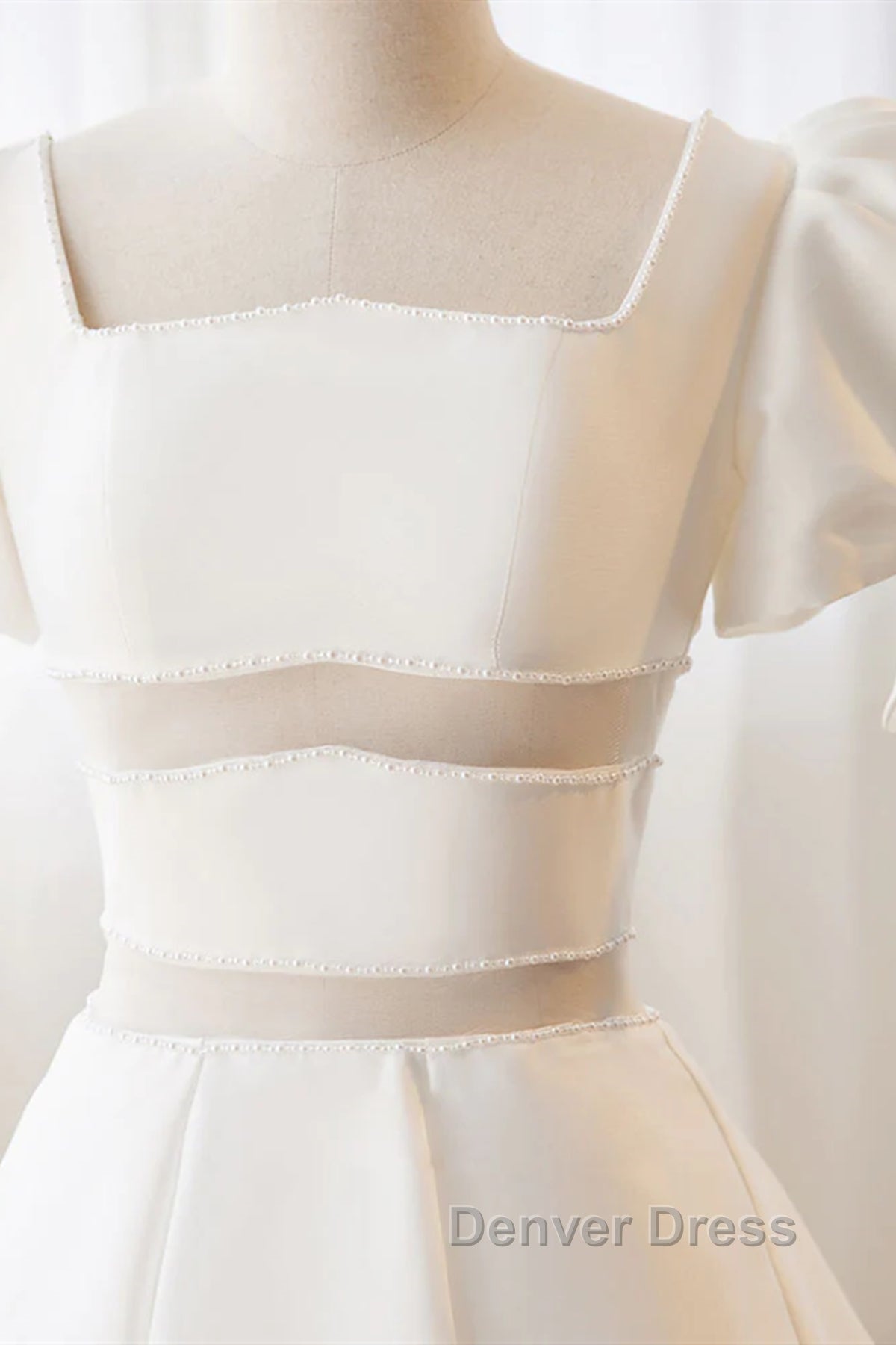 Short White Beaded Prom Dress, Short White Beaded Prom Homecoming Dresses
