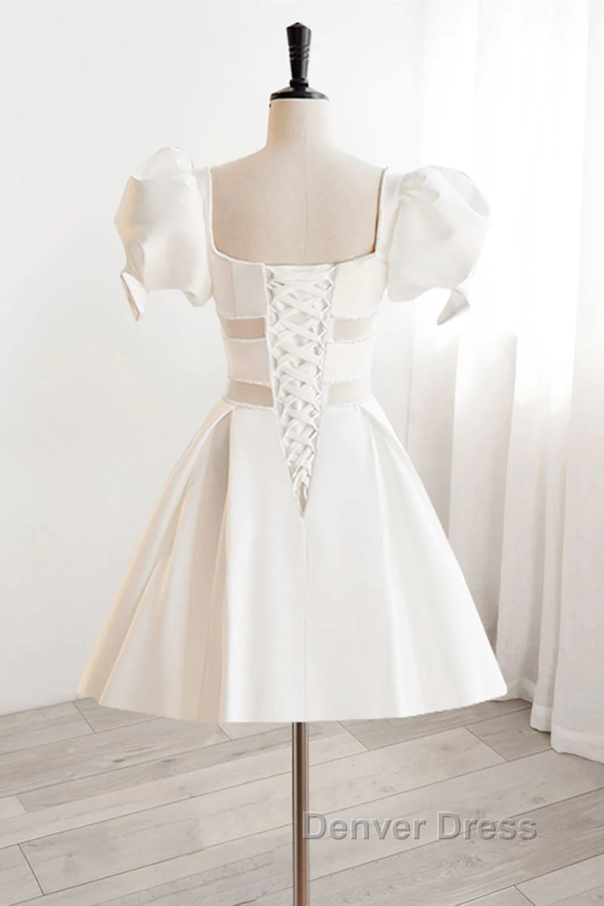 Short White Beaded Prom Dress, Short White Beaded Prom Homecoming Dresses