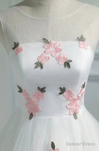 Short White Floral Prom Dress, Short White Floral Prom Homecoming Dresses