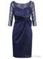 Short Zipper Sheath Homecoming Dress,Bateau Beading Homecoming Dress,Short/Mini 3/4 Sleeves Satin Homecoming Dresses
