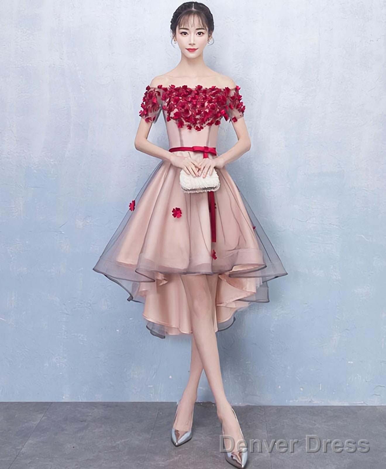Cute Tulle Lace High Low Prom Dress Homecoming Dresses 1