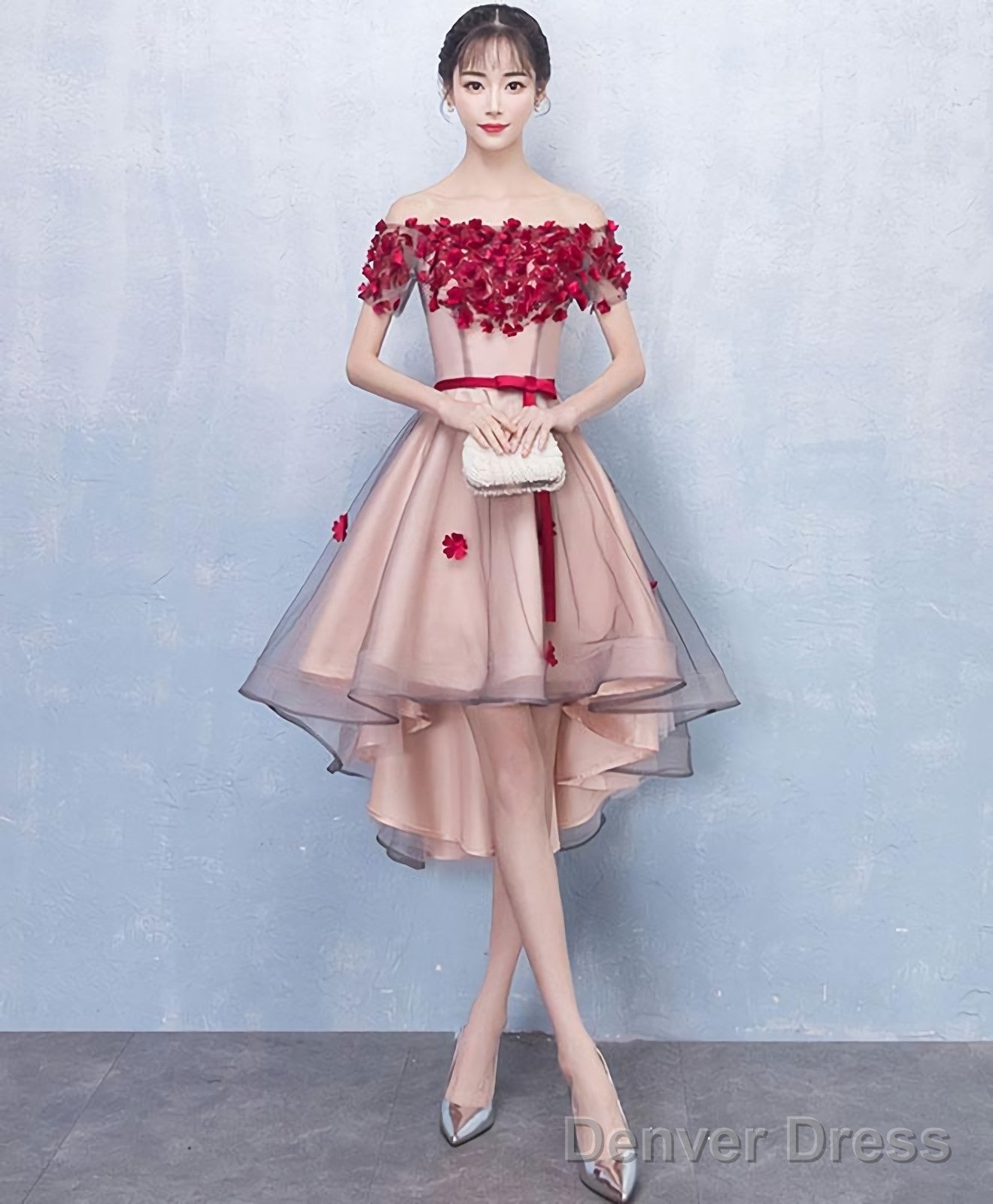 Cute Tulle Lace High Low Prom Dress Homecoming Dress 1 Main image