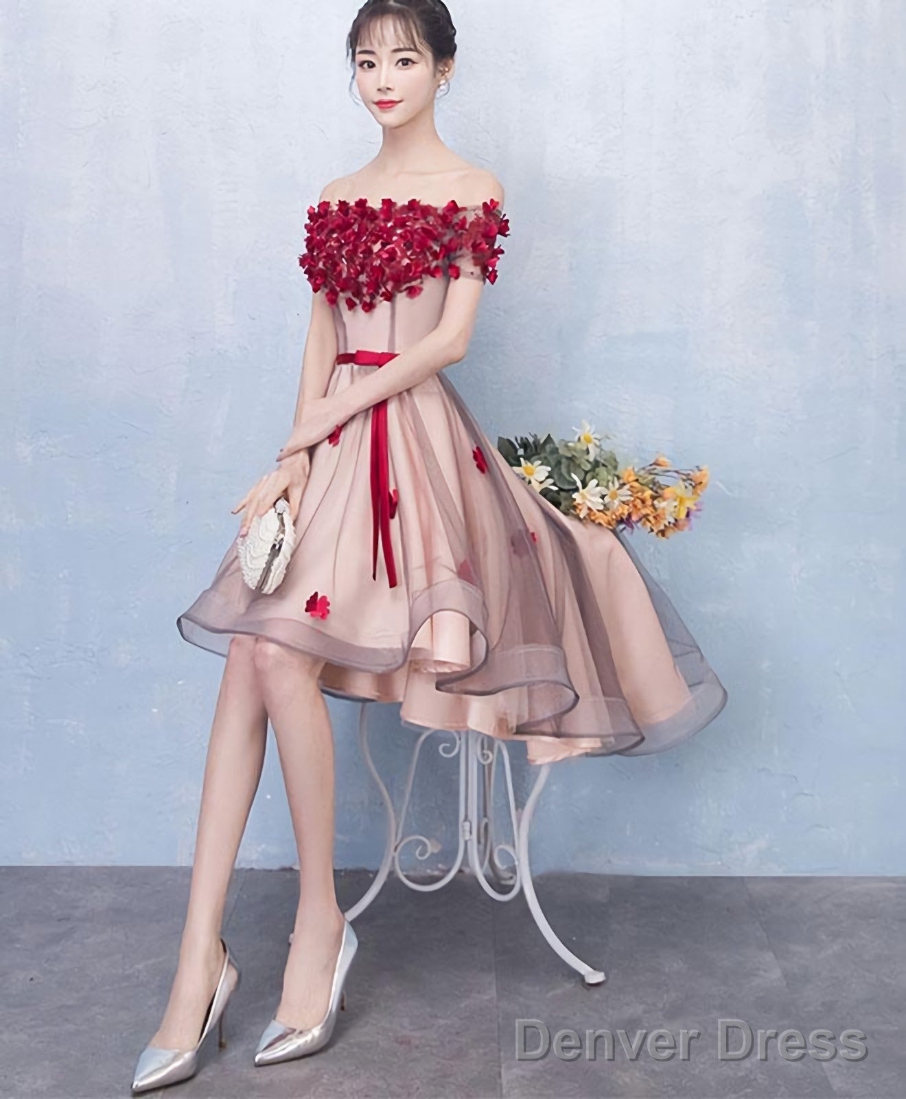 Cute Tulle Lace High Low Prom Dress Homecoming Dress 1 Secondary image