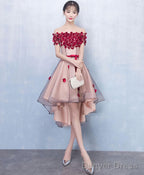 Cute Tulle Lace High Low Prom Dress Homecoming Dress 1