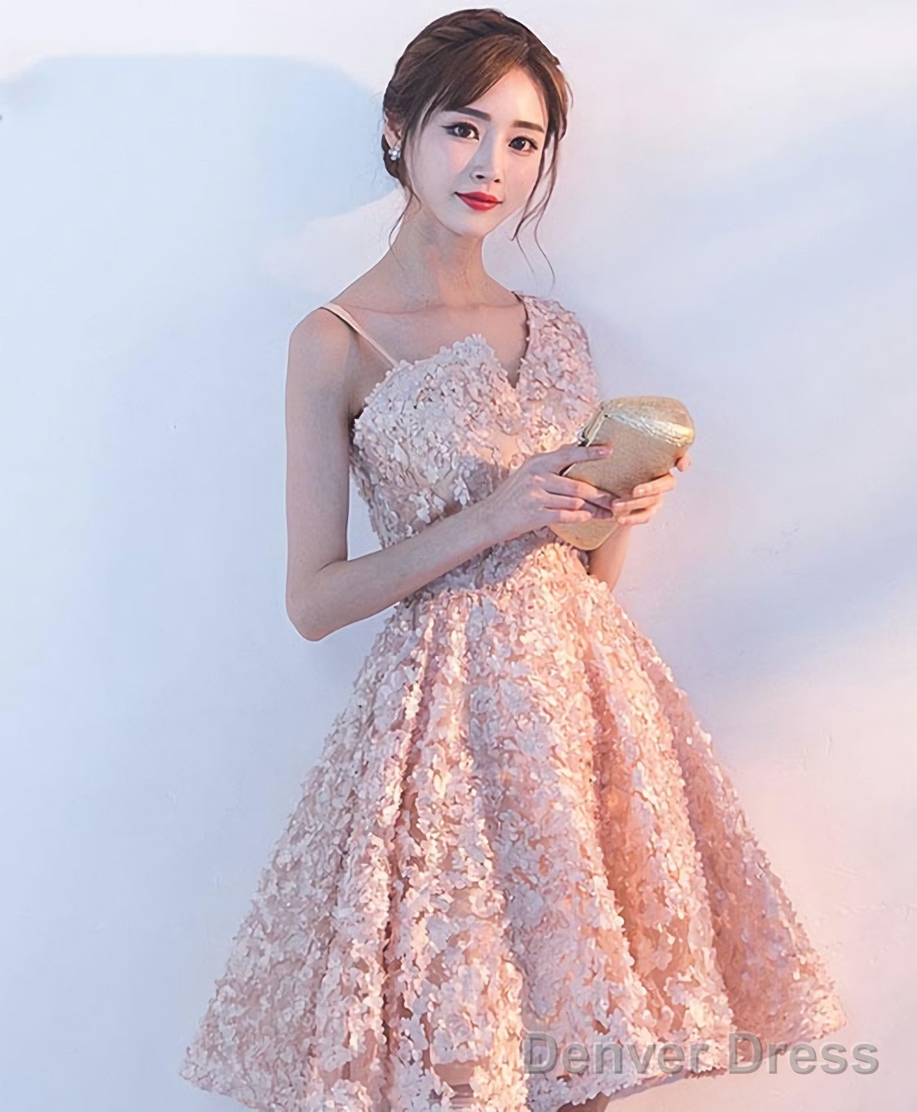 Cute A Line One Shoulder Short Prom Dress Homecoming Dress Secondary image