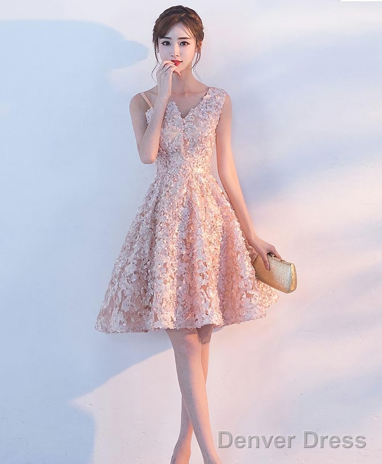 Cute A Line One Shoulder Short Prom Dress Homecoming Dress Main image