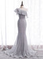 Silver Gray Mermaid Sequins One Shoulder Prom Dress