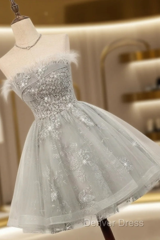 Silver Hoco Dresses Short Homecoming Dresses Main image