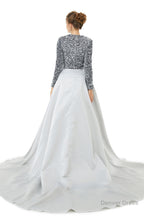 Long sleeve Sequin Prom Dresses with Detachable Skirt
