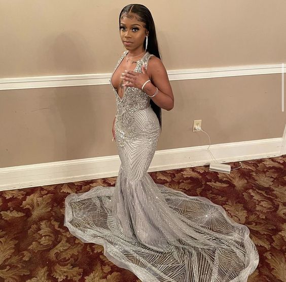 Silver Mermaid Women Prom Gown Main image