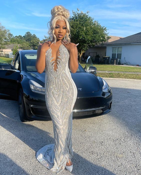 Silver Mermaid Women Prom Gown Main image