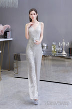 Shining V Neck Sequin Sleeveless Prom Jumpsuit