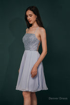 Short A Line Strapless Beaded Chiffon Homecoming Dresses