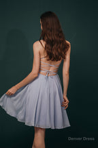 Short A Line Strapless Beaded Chiffon Homecoming Dresses