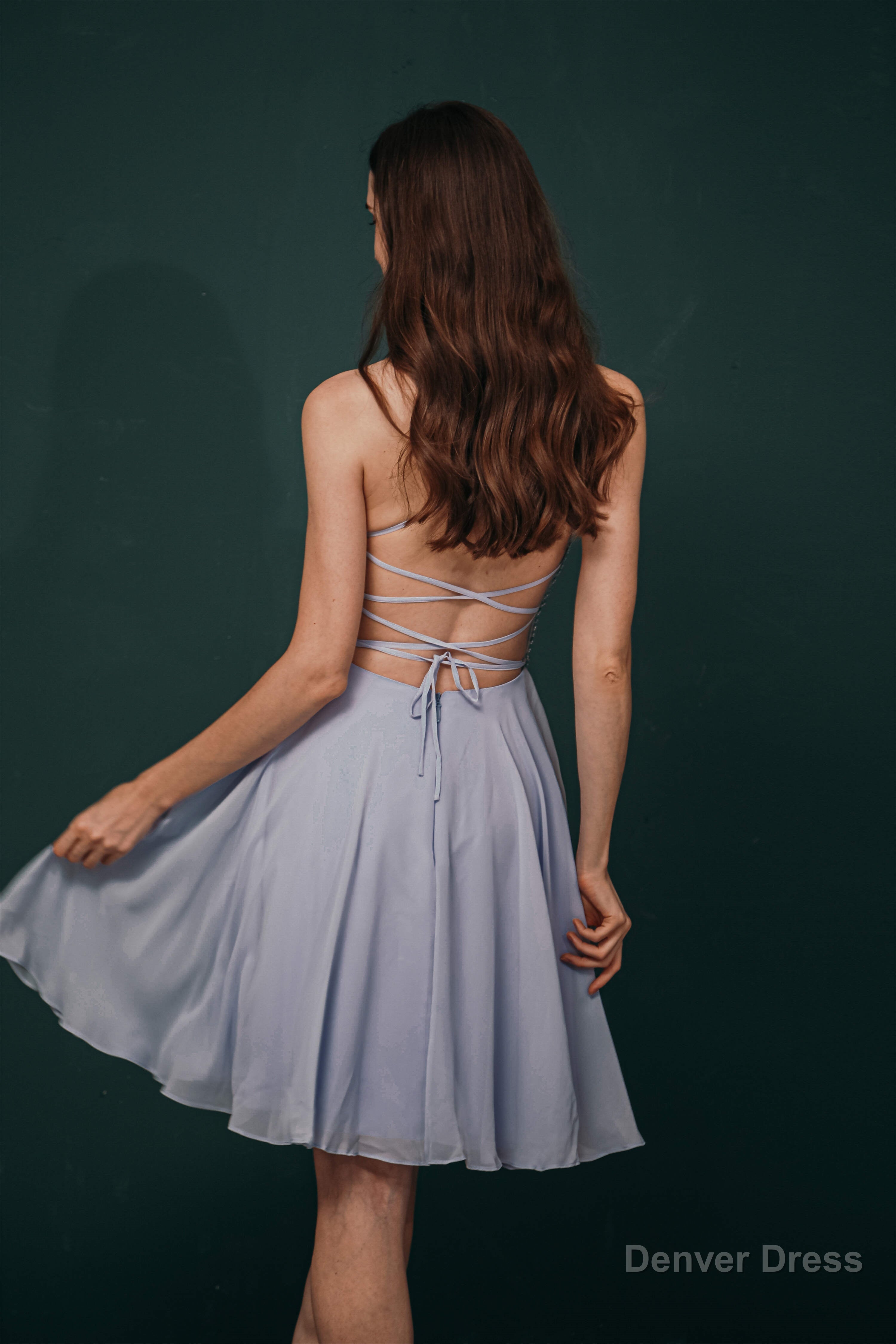 Short A Line Strapless Beaded Chiffon Homecoming Dresses