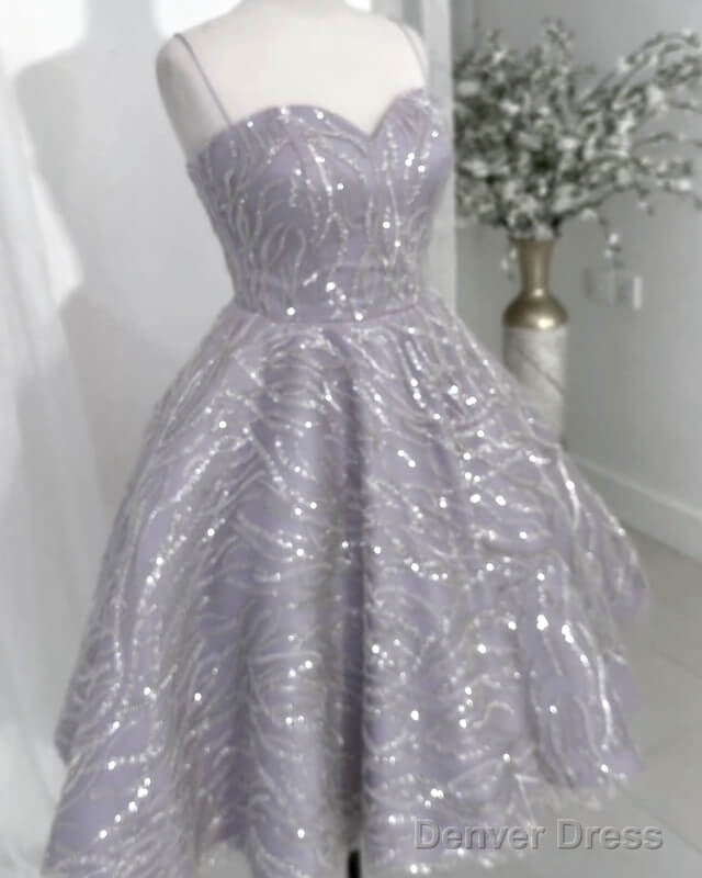 Silver Sparkly Midi Homecoming Dresses