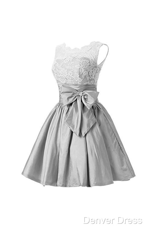 Silver Taffeta Short Homecoming Dress Prom Dresses