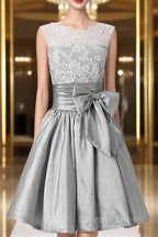 Silver Taffeta Short Homecoming Dress Prom Dresses