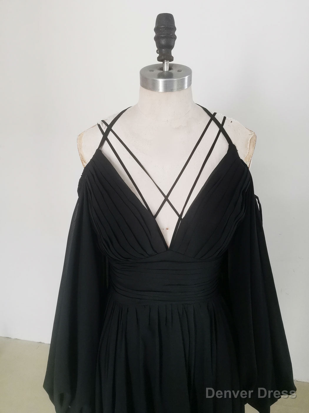Simple A Line Black Long Prom Dress, Black Prom Graduation Dresses