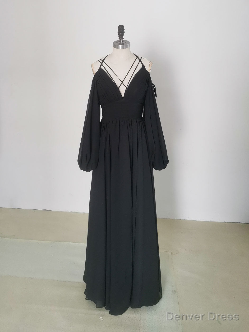 Simple A Line Black Long Prom Dress, Black Prom Graduation Dresses